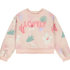 Sweat molleton imprimé avec puff print pailleté pour fille