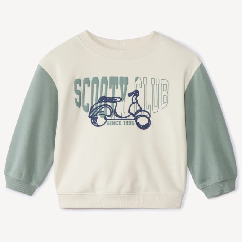 Sweat molleton oversize bicolore motif scooter pour bébé garçon
