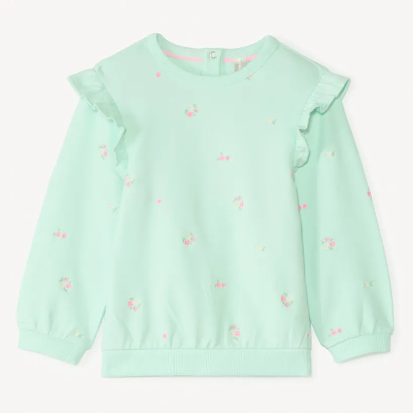 Sweat molleton oversize broderie fantaisie pour bébé fille
