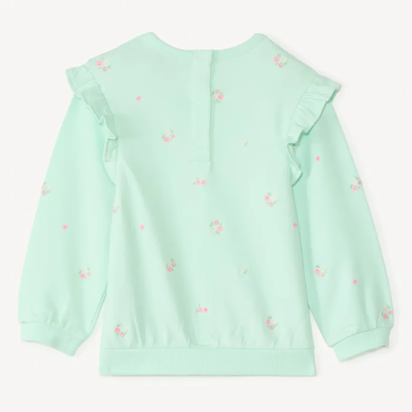 Sweat molleton oversize broderie fantaisie pour bébé fille