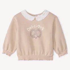 Sweat molleton oversize à col claudine pour bébé fille