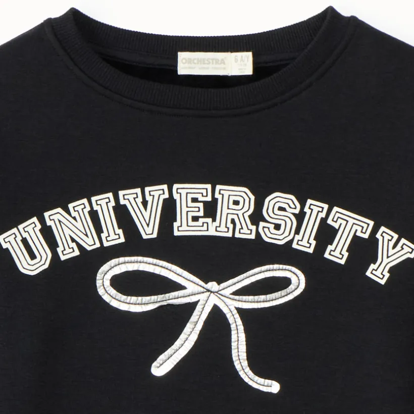 Sweat molleton oversize contrecollé velours University pour fille
