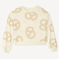 Sweat molleton oversize imprimé bretzels pour fille
