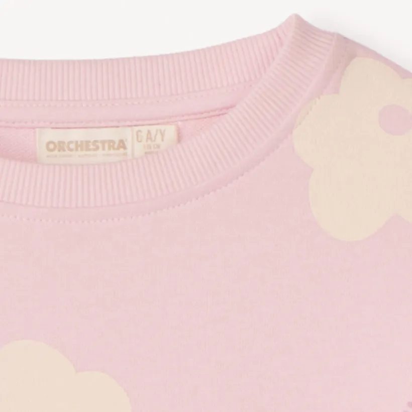 Sweat molleton oversize imprimé fleurs pour fille
