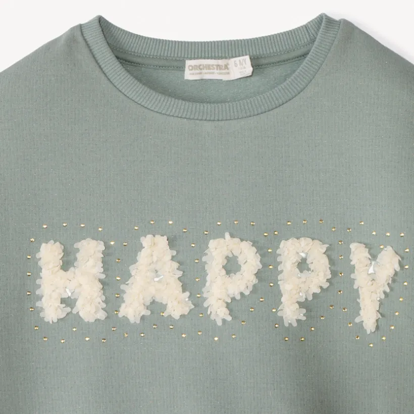 Sweat molleton oversize à motif effet pétales 3D pour fille
