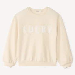 Sweat molleton oversize à motif effet pétales 3D pour fille