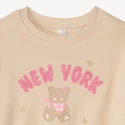 Sweat molleton oversize patchs bouclette pour bébé fille