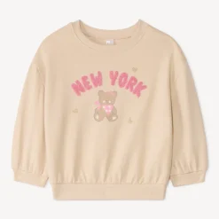 Sweat molleton oversize patchs bouclette pour bébé fille
