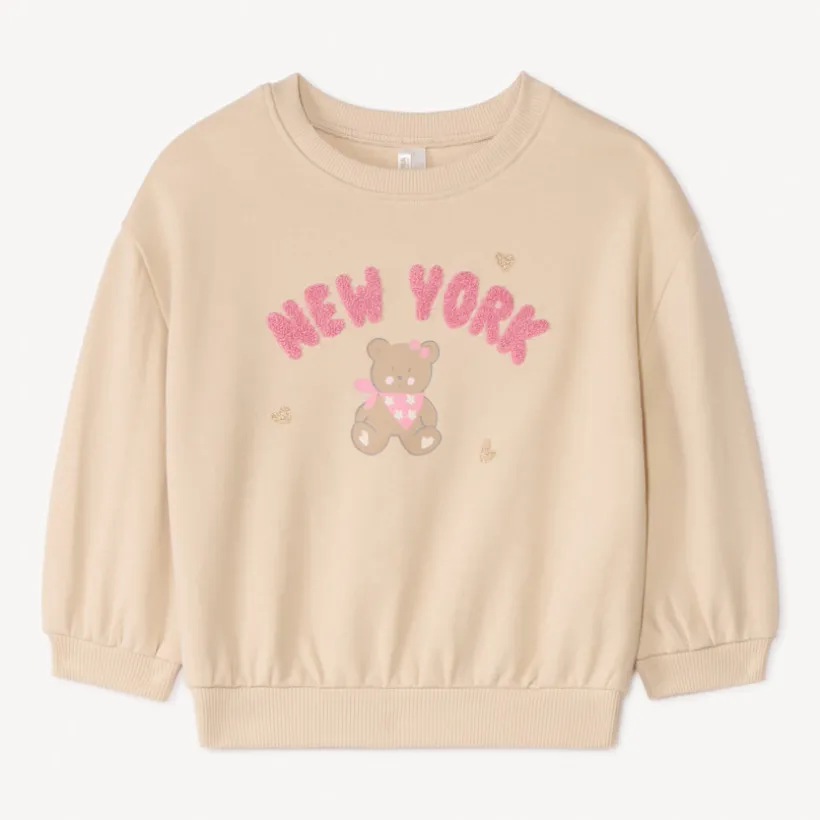 Sweat molleton oversize patchs bouclette pour bébé fille
