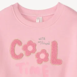 Sweat molleton oversize patchs bouclette pour bébé fille