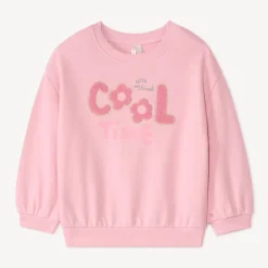 Sweat molleton oversize patchs bouclette pour bébé fille