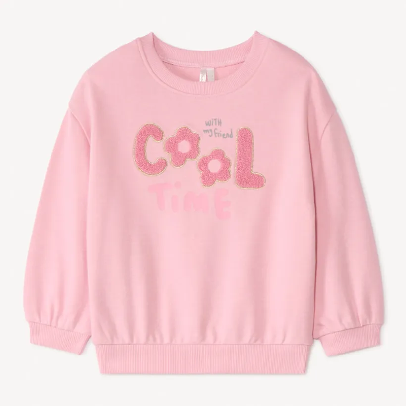 Sweat molleton oversize patchs bouclette pour bébé fille
