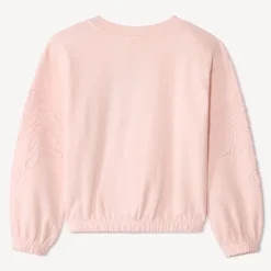 Sweat molleton uni avec cording aux manches pour fille