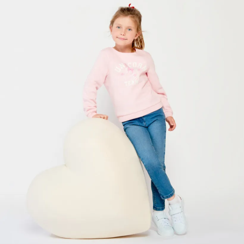 Sweat molleton uni à print pailleté pour fille