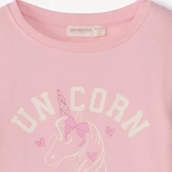 Sweat molleton uni à print pailleté pour fille