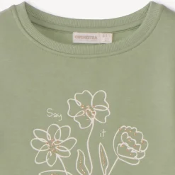 Sweat molleton uni à print pailleté pour fille
