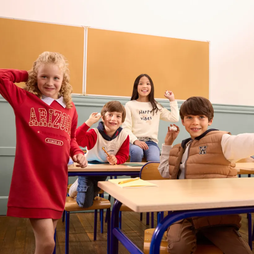 Sweat molleton uni à print pailleté pour fille