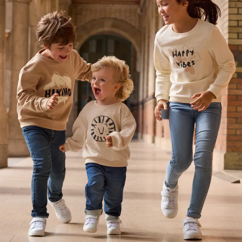 Sweat molleton uni à print pailleté pour fille