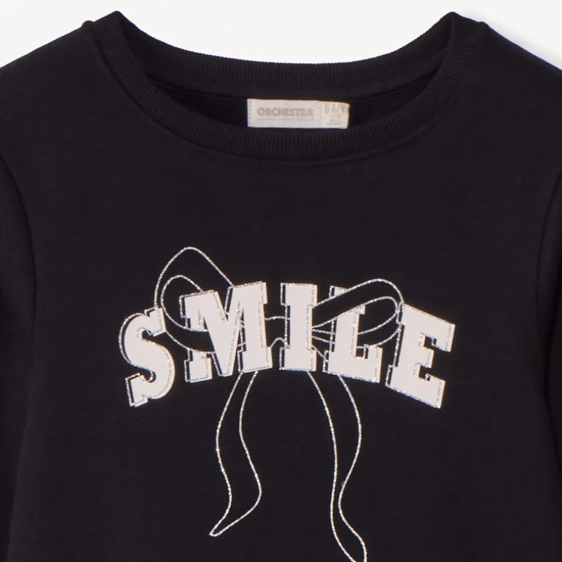 Sweat molleton uni à print pailleté pour fille
