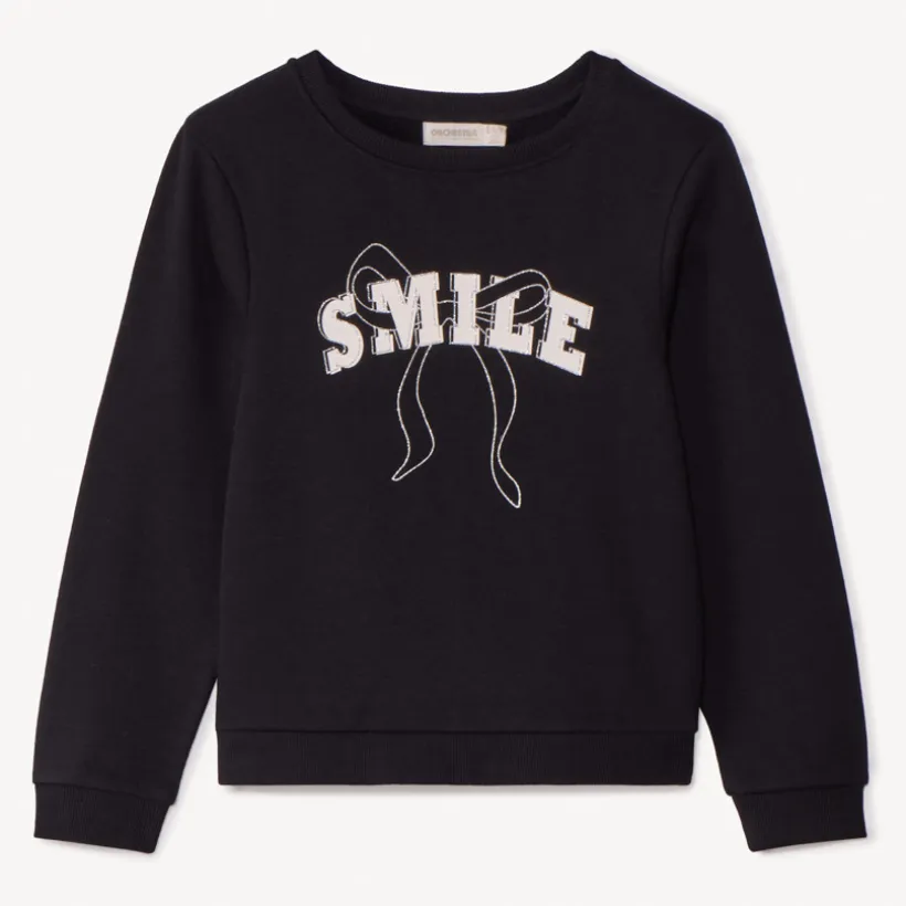 Sweat molleton uni à print pailleté pour fille