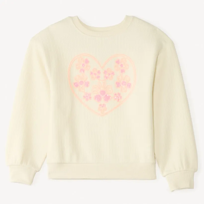 Sweat oversize en maille texturée avec broderie et sequins pour fille