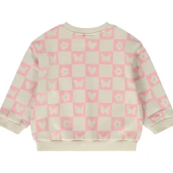 Sweat oversize en molleton imprimé damier pour bébé fille