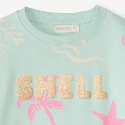 Sweat oversize en molleton print à paillettes fantaisie pour fille