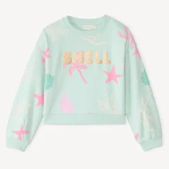 Sweat oversize en molleton print à paillettes fantaisie pour fille