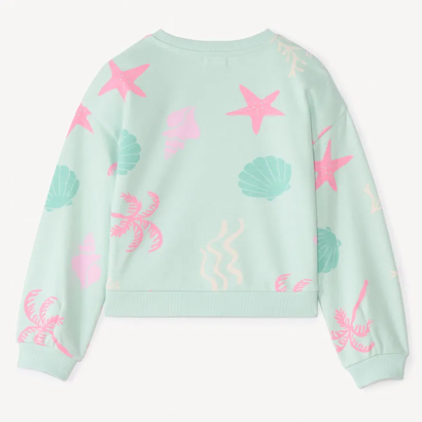 Sweat oversize en molleton print à paillettes fantaisie pour fille