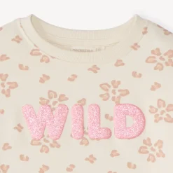 Sweat oversize en molleton print à paillettes fantaisie pour fille