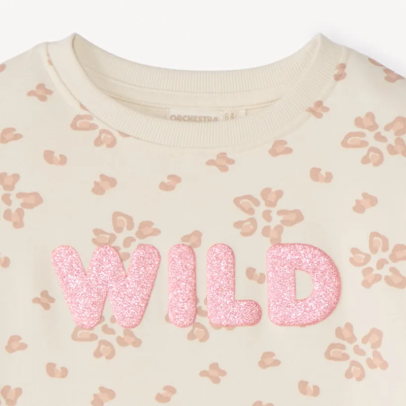 Sweat oversize en molleton print à paillettes fantaisie pour fille