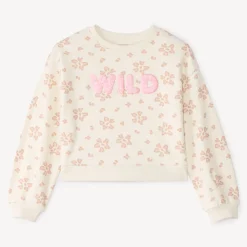 Sweat oversize en molleton print à paillettes fantaisie pour fille