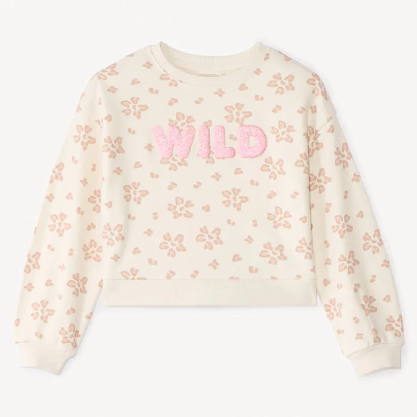 Sweat oversize en molleton print à paillettes fantaisie pour fille