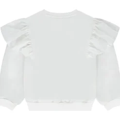 Sweat uni en molleton avec volants brodés pour fille