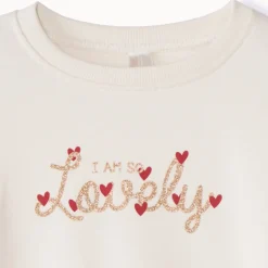 Sweat uni en molleton print love pour bébé fille