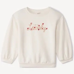 Sweat uni en molleton print love pour bébé fille