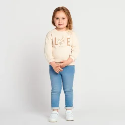 Sweat uni en molleton print love pour bébé fille