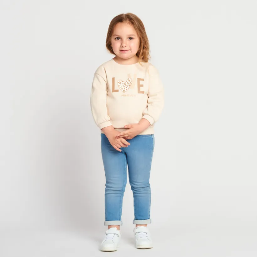 Sweat uni en molleton print love pour bébé fille