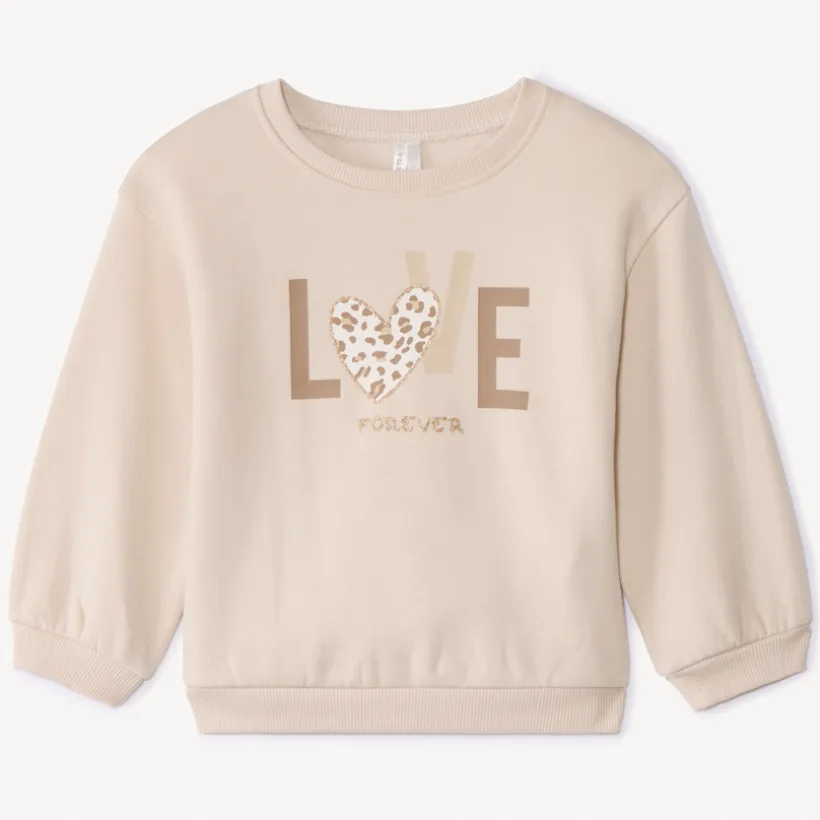 Sweat uni en molleton print love pour bébé fille