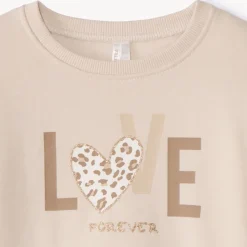 Sweat uni en molleton print love pour bébé fille