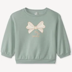 Sweat uni en molleton print love pour bébé fille