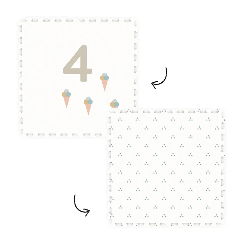 Tapis de dalles en mousse réversibles 180 x 180 cm nombres/motif minimaliste
