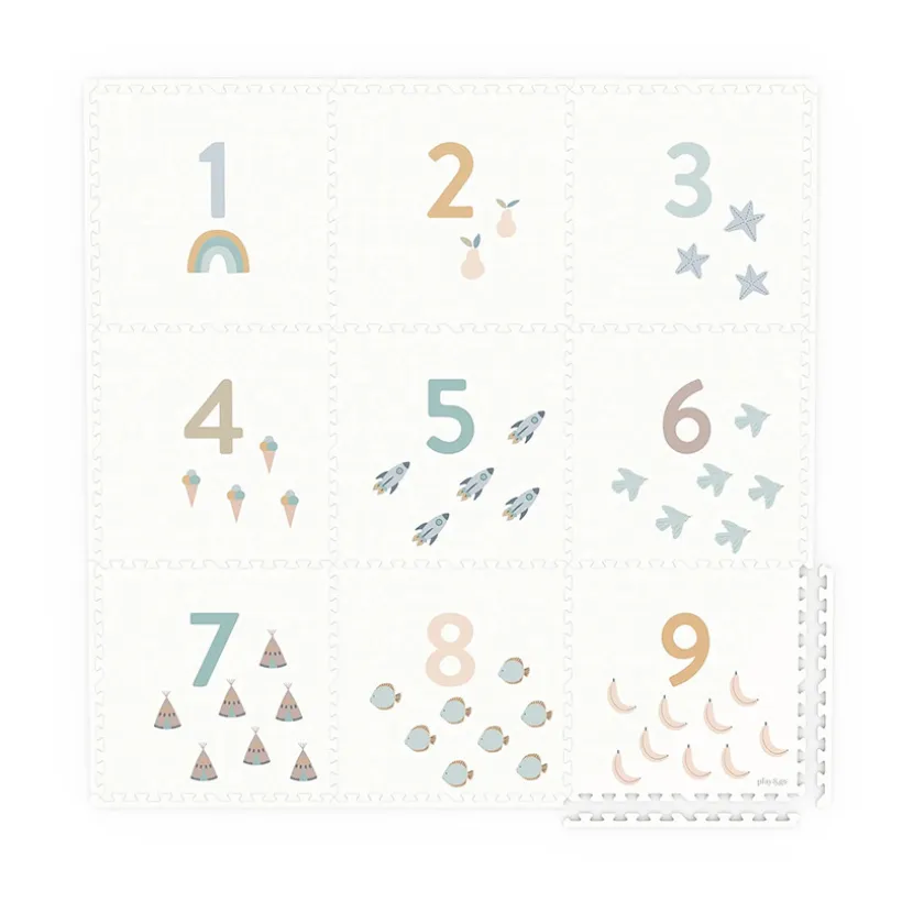 Tapis de dalles en mousse réversibles 180 x 180 cm nombres/motif minimaliste