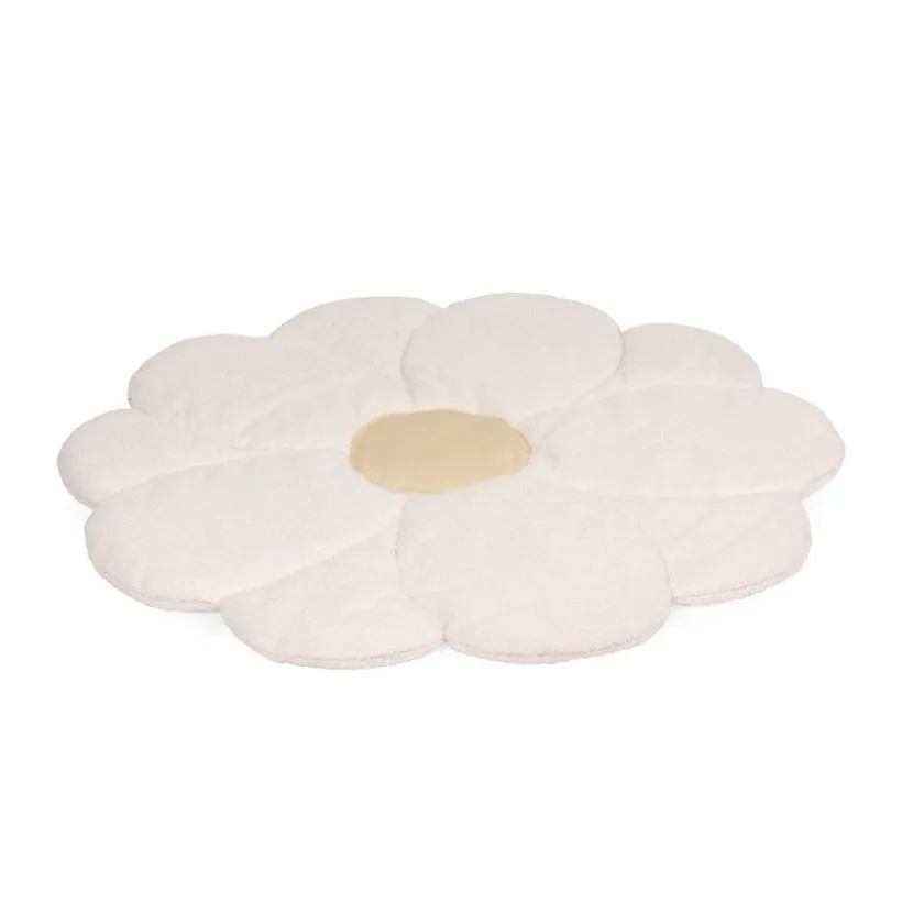Tapis fleur Ø 110 cm écru