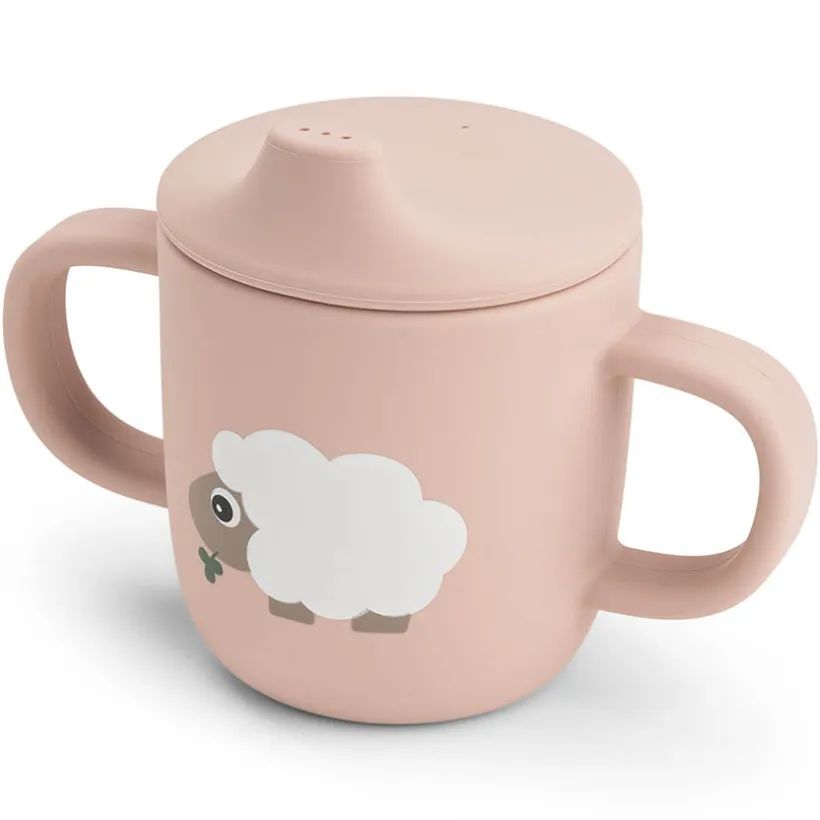 Tasse d'apprentissage en silicone Tiny farm Rose