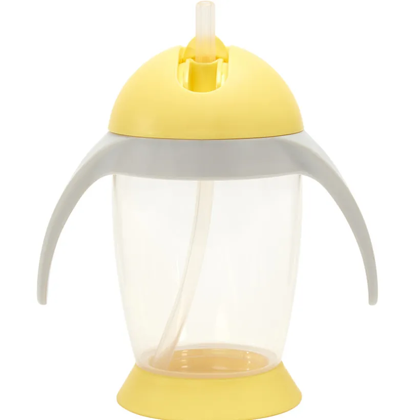 Tasse d'apprentissage à paille et anses 300 ml jaune/gris