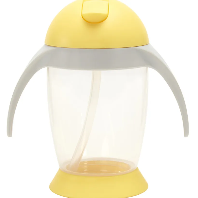 Tasse d'apprentissage à paille et anses 300 ml jaune/gris