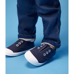 Tennis basses en toile avec languette élastique et œillets pour bébé