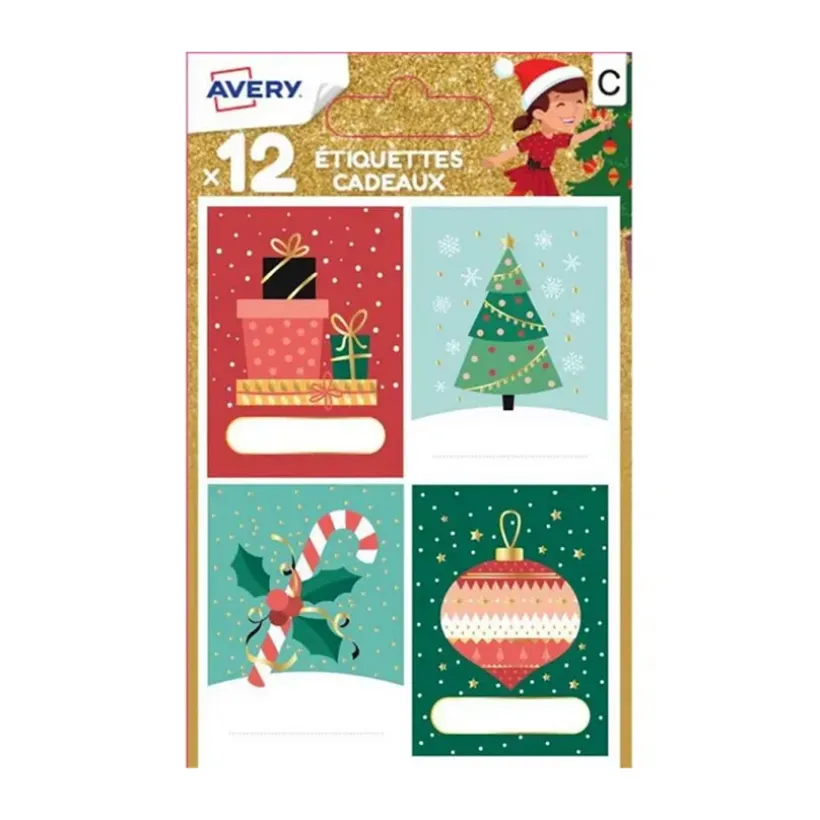 12 étiquettes pour cadeaux de Noël sapin et cadeaux