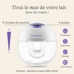 Tire lait électrique simple mains libres Blanc